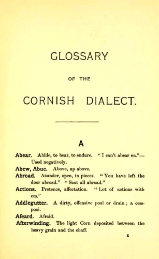 "Glossary of the Cornish Dialect"
Randigal Rhymes 
(1895)